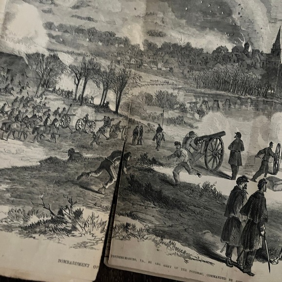 Army of the Potomac Bombardment of Fredericksburg 1863 Civil War Engraving C60 - Picture 4 of 7